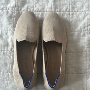 Rothy's Beige Slip-On Shoes with Blue Trim